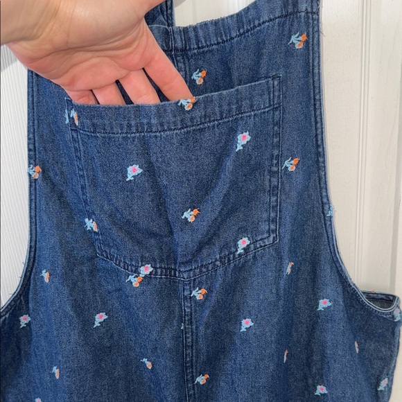 Aerie Denim Floral Romper Overall | 100% Cotton | Women’s L - Picture 5 of 11